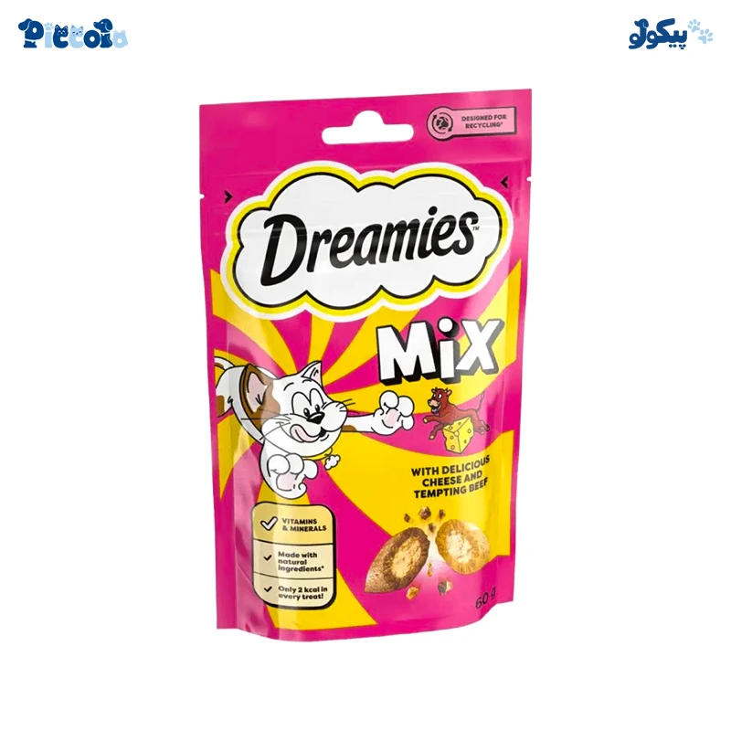 تشویقی دریمیز گوشت و پنیر | Dreamies Mix Meat and Cheese 60g