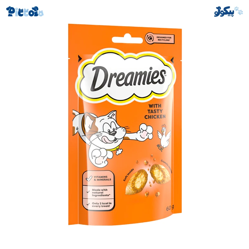 Dreamies-treats-chicken تشویقی دریمیز طعم مرغ | Dreamies Chicken 60g