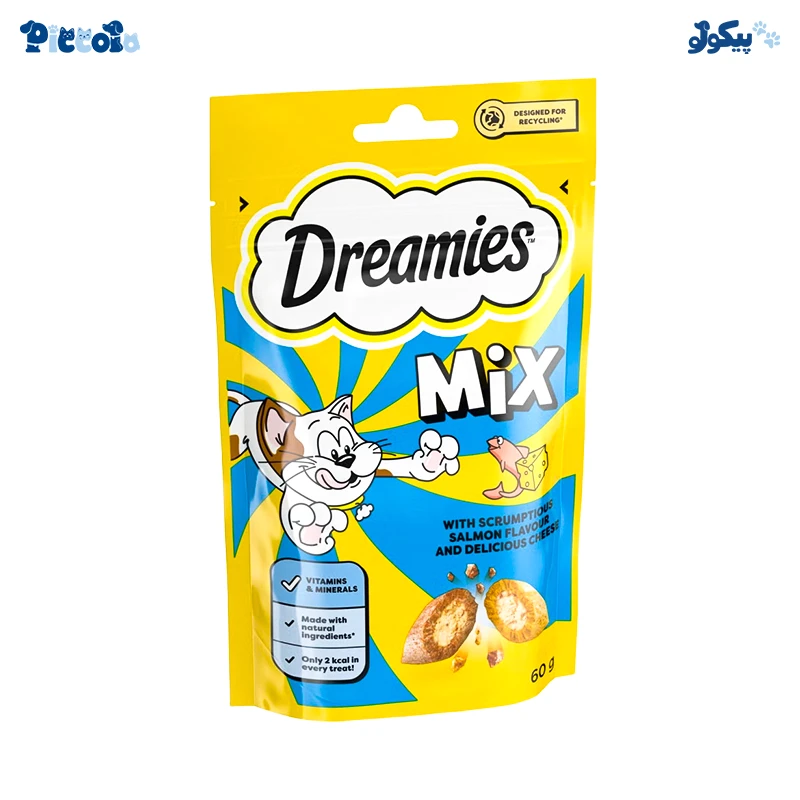 تشویقی دریمیز پنیر و ماهی | Dreamies Mix Fish and Cheese 60g