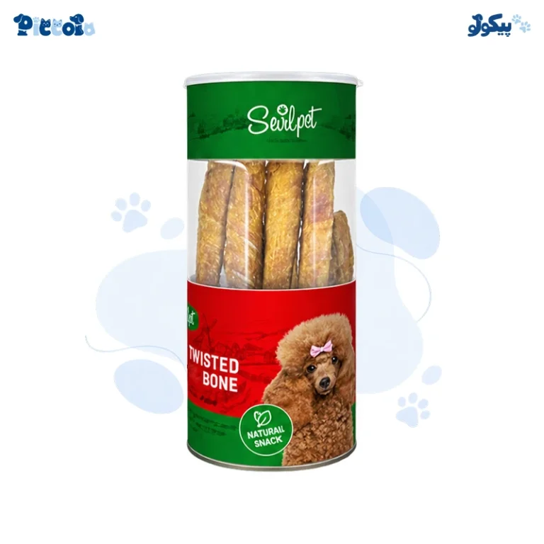 تشویقی طبیعی سگ استخوان کوچک با دورپیچ اسکالپ | SevilPet Small Bone Scalp Twisted rib bone