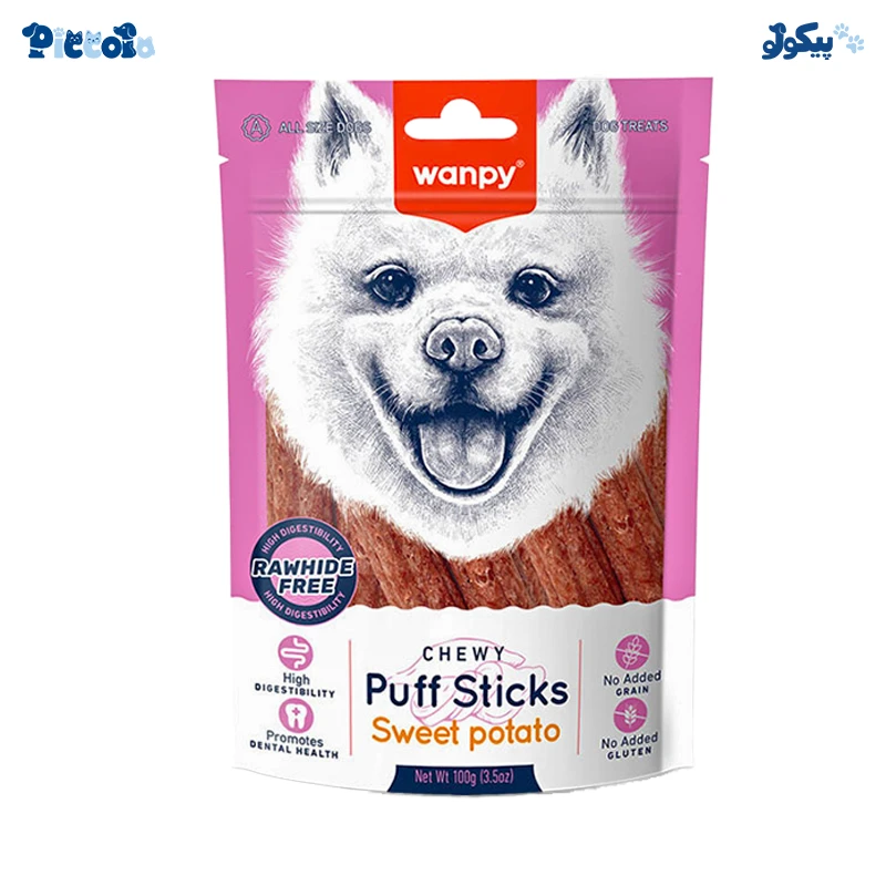 تشویقی سگ ونپی پاف استیک طعم سیب زمینی | Wanpy Puff Sticks Sweet Potato 100g